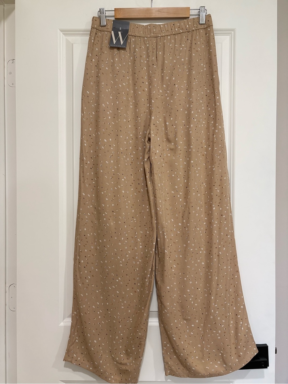 Worthington NWT Mini Leopard Wide Leg Pants | Elastic Waist | Pockets | S - Picture 3 of 7